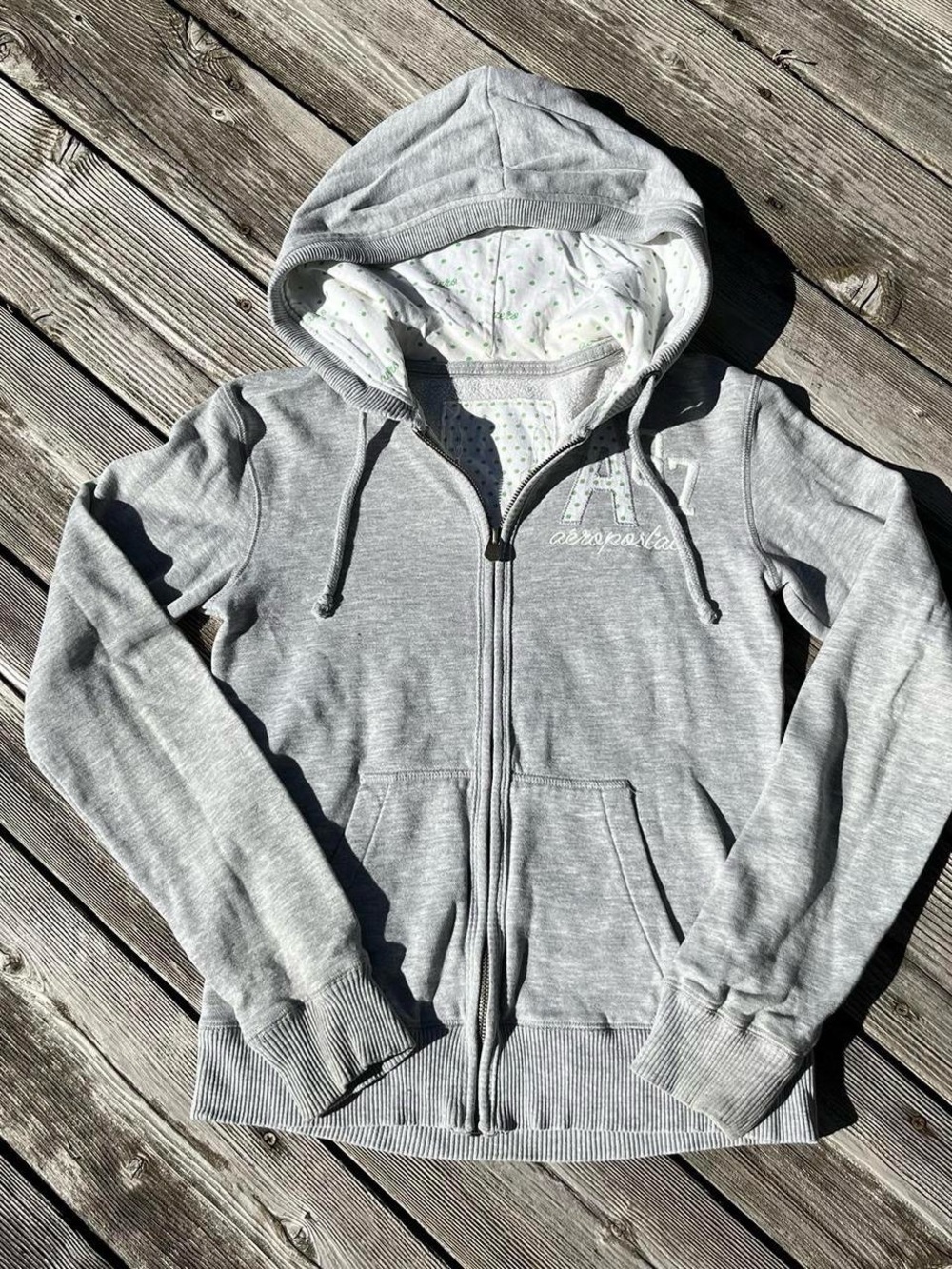 grey zip-up y2k aeropostale hoodie